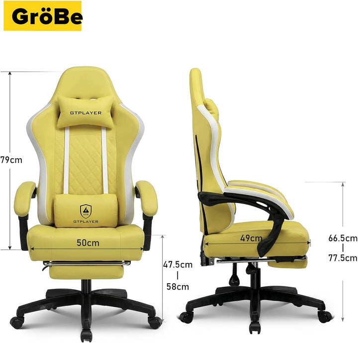 GTPLAYER Gaming Stuhl Ergonomischer Gaming Sessel Schreibtischstuhl Kunstleder, Federsitzkissen, Ver