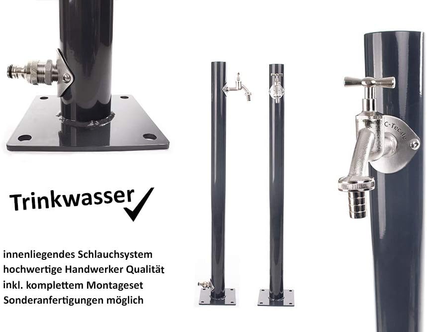 KTC Tec TRINKWASSER Wassersäule TSRG 950 Anthrazit, Wasserzapfsäule Wasserzapfstelle Gartenzapfstell