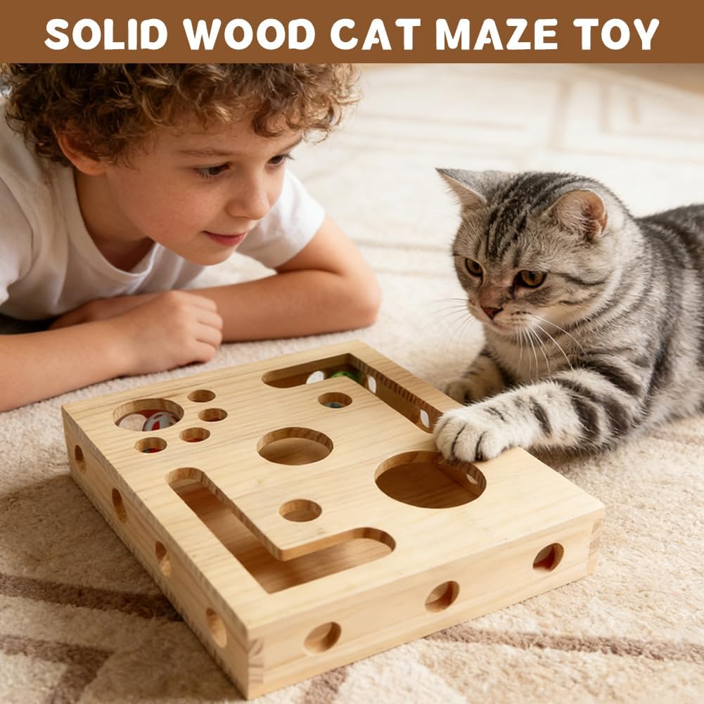 Katzen Krallenfeiler Spielbox, Krallenpflege Board & Interaktives Kratzspielzeug für Katzen, 30x25 c