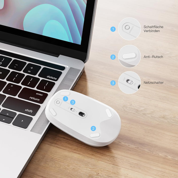 OMOTON Bluetooth Maus für Mac OS, kabllose Maus kompatible mit MacBook air/pro,iMac, ipad, Bluetooth