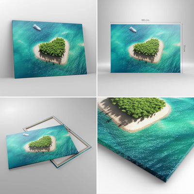 Bilder auf Leinwand 100x70cm Leinwandbild Sail Insel Meer Aussicht Natur Gross Wanddeko Bild Schlafz