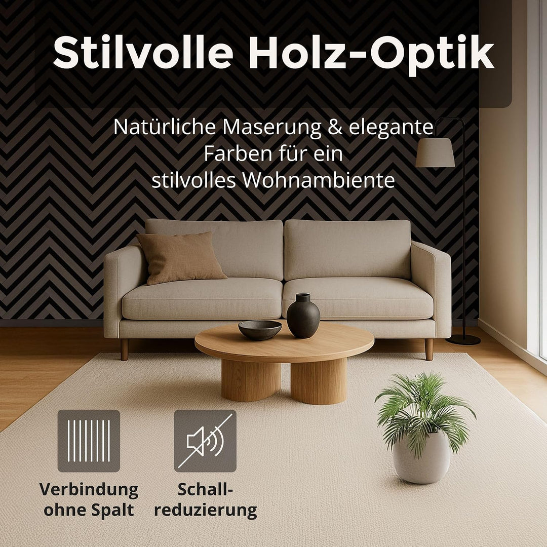 4x Akustikpaneele mit Fischgrät-Muster 120 x 54cm Walnuss Holz Walnuss 120x54cm, 4 Stück, Walnuss 12