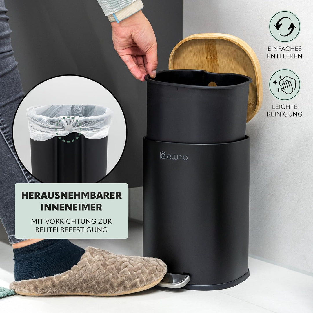 eluno Badezimmer Zubehör Set FRAMURA 2tlg. bestehend aus 1 Kosmetikeimer mit Soft-Close Deckel und 5