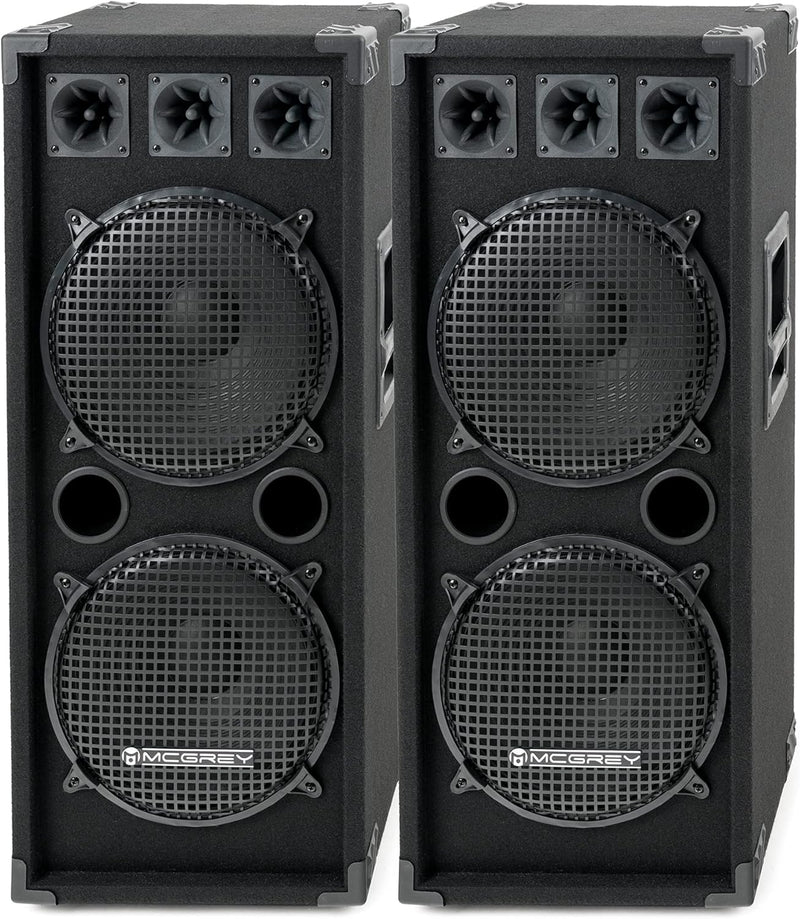 McGrey Paar DJ-2222 2-Etagen DJ PA Lautsprecher Box 2X 30cm (12“) Subwoofer 2000W (Passiv, 2-Wege Sy