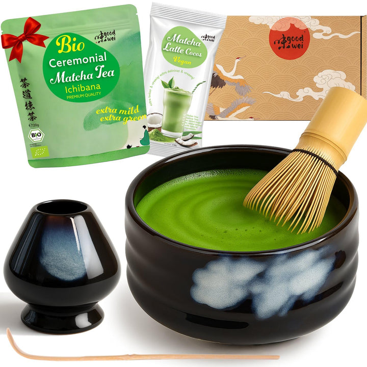 Goodwei BIO Matcha aus Japan im Matcha-Set komplett mit hochwertiger Matcha Schale aus Keramik, Matc