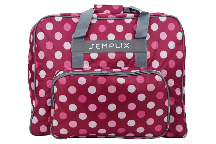 SEMPLIX XL-Nähmaschinentasche, Polka Dots Beere/Rosa, 52x42x27 cm, Grosse stabile Transport und Aufb