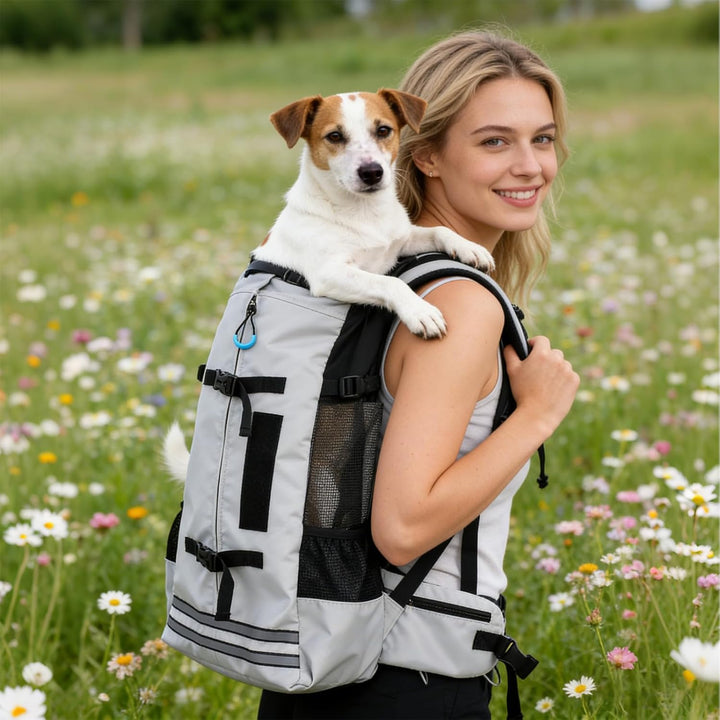PETCUTE Hundetransportrucksack,Atmungsaktiver Haustier-Rucksack mit Sicherheitsverschluss &amp; Reflekto