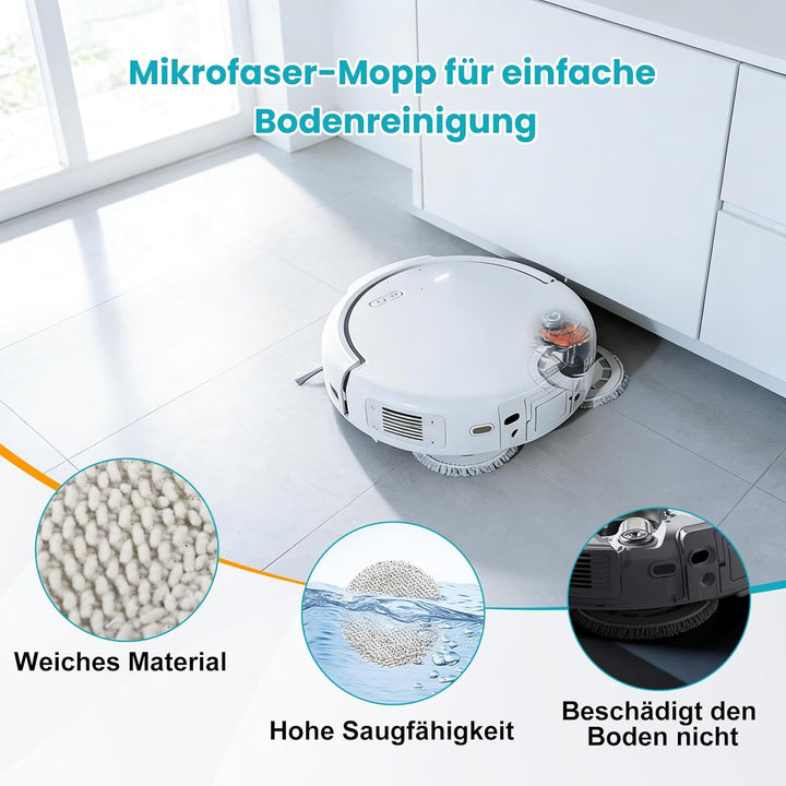 24 Stück Zubehör für DJI ROMO S/Romo P/Romo A Saugroboter, 2 Hauptbürste, 6 Staubbeutel, 6 Wischpads