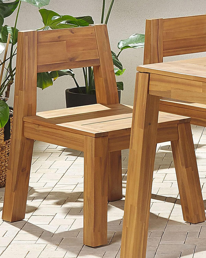 Moderner Gartenstuhl mit Rückenlehne Akazienholz hellbraun Rustikal Livorno