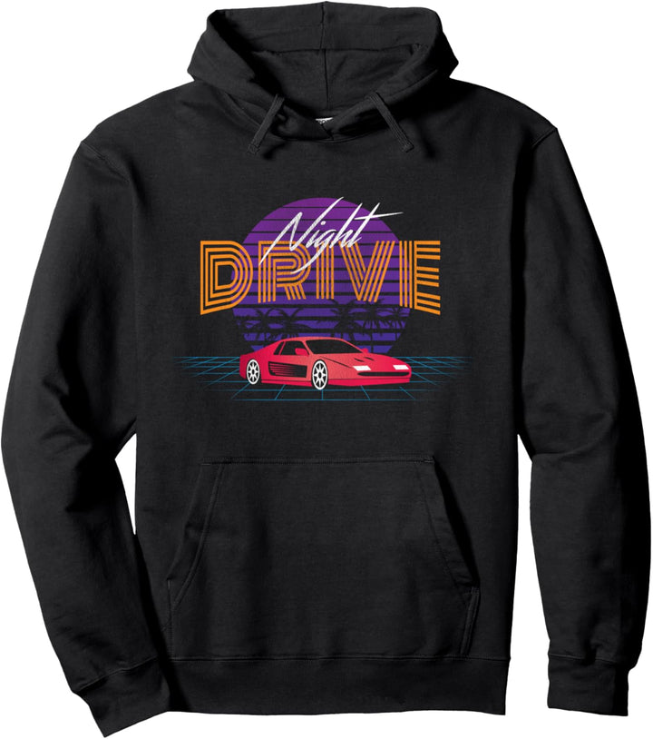 Nachtfahrt Retrowave Synthwave Outrun-Ästhetik Pullover Hoodie