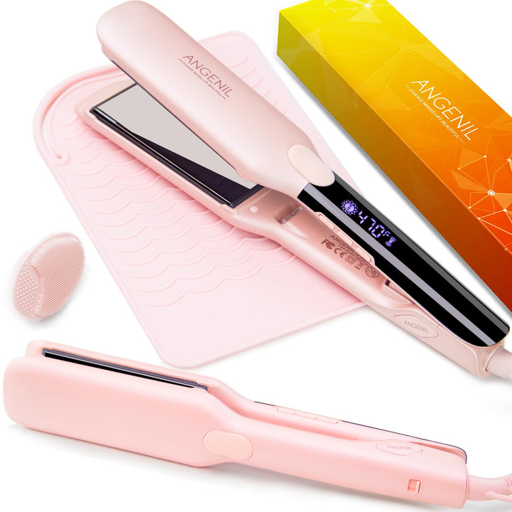 ANGENIL Pro Titan Flacheisen Haarglätter 4.5cm breit, Salon Grade Dual Voltage Glätten und Curler 2-