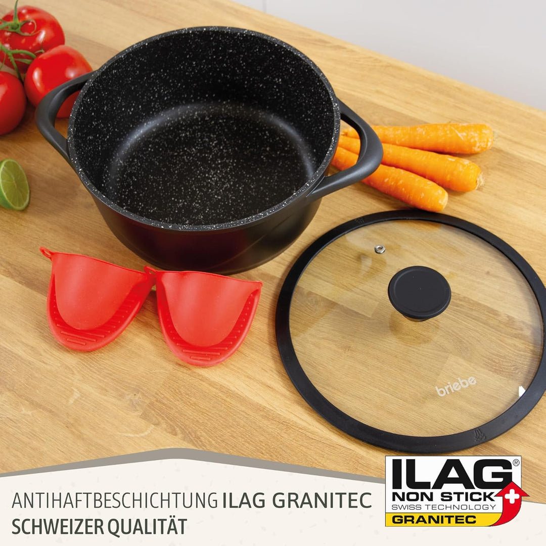 briebe Topfset Induktion 8-Teilig, Kochtopf Set 4 Töpfen aus Aluminiumguss, Antihaftbeschichtung ILA