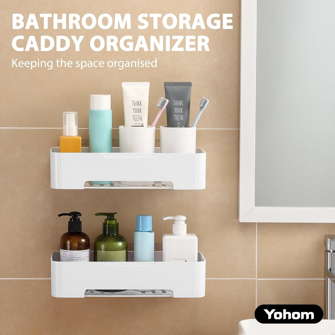 YOHOM Weiss Selbstklebende Duschkorb Ohne Bohren für Badezimmerwand Kunststoff Shampoo Halter Caddy