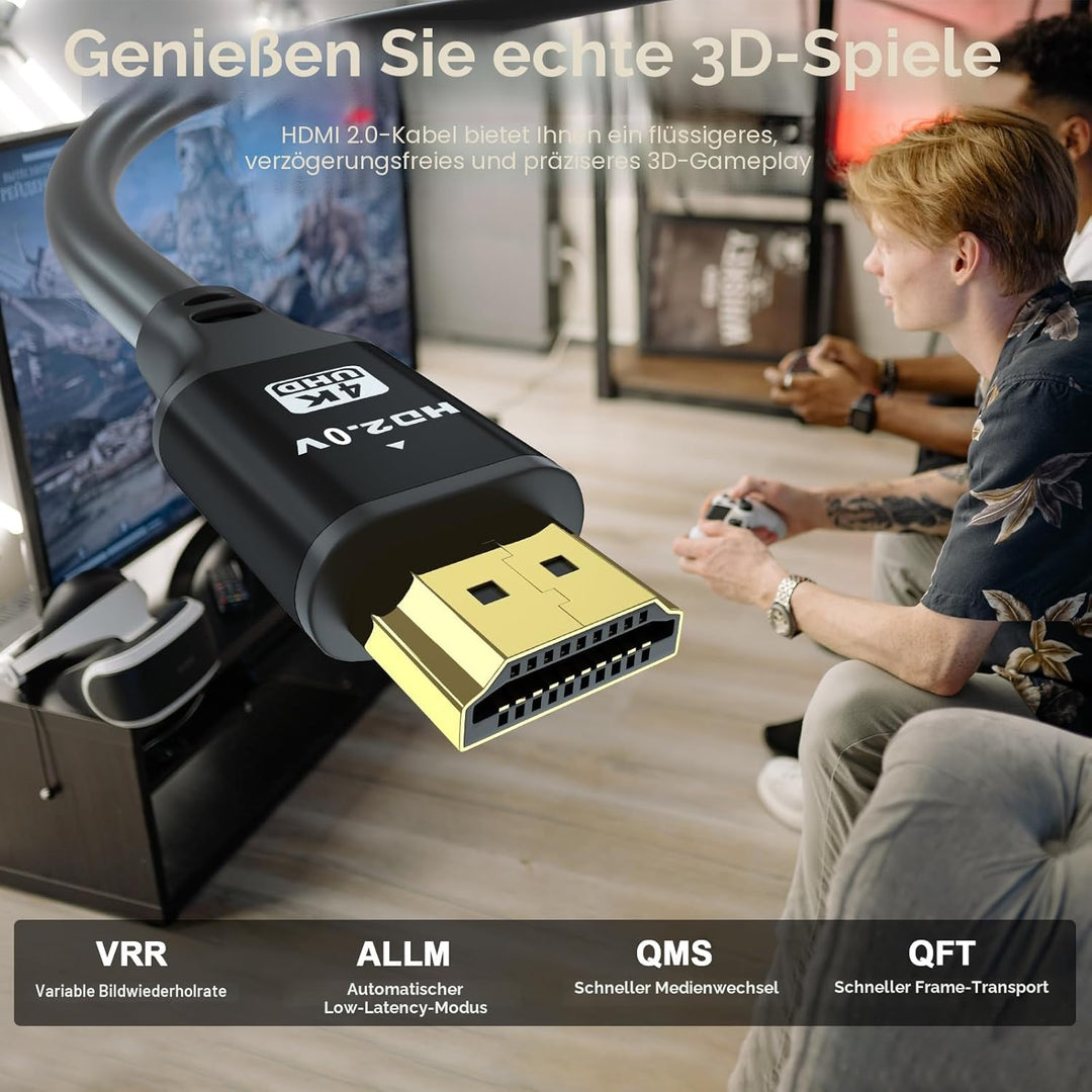 HDMI Kabel 10m (HDMI 2.0, 18 Gbit/s) 4K@60Hz Ultra High Speed Anschluss, kompatibel mit Blu-Ray,TV,