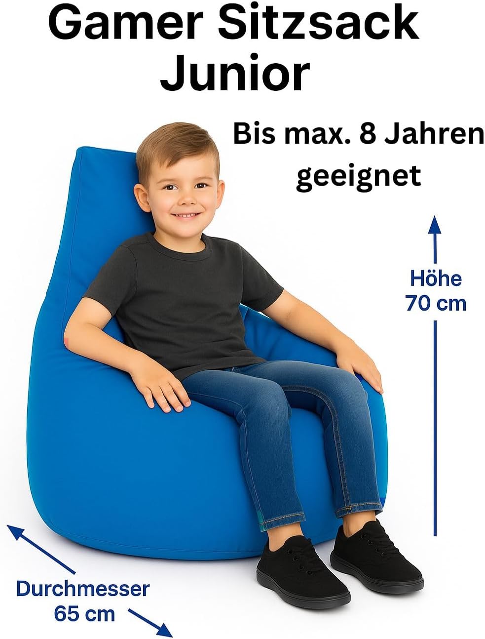 PATCH HOME Gamer Kissen & Lounge Sitzsack – befüllbar mit Reissverschluss, gefüllt mit Styropor, gee