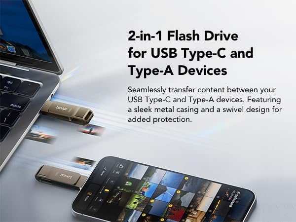 Lexar D40E 128 GB Dual Drive USB 3.2 Gen 1 Type-C Jump Drive, USB-C Flash Drive, Metallgehäuse, schw