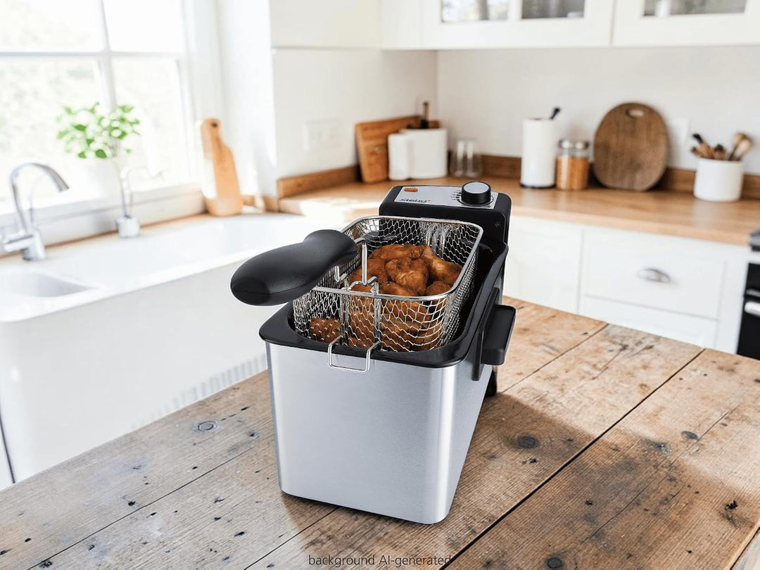 Steba DF 180 Edelstahl Fritteuse, Profi-Heizsystem, 3 L Metallic