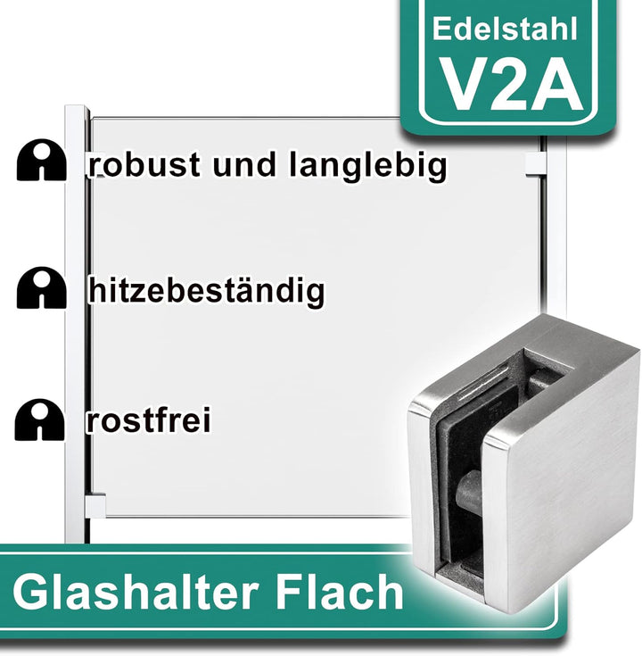 PRIOstahl Glashalter 4 Stück Glasklemmen Klemmhalter Glasplattenhalter mit Sicherungsplatte + Sicher