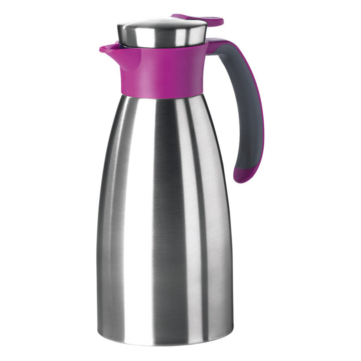 Emsa Soft Grip Isolierkanne, 1,5 Liter, Edelstahl, 12 Stunden heiss + 24 Stunden kalt, Auslaufsicher