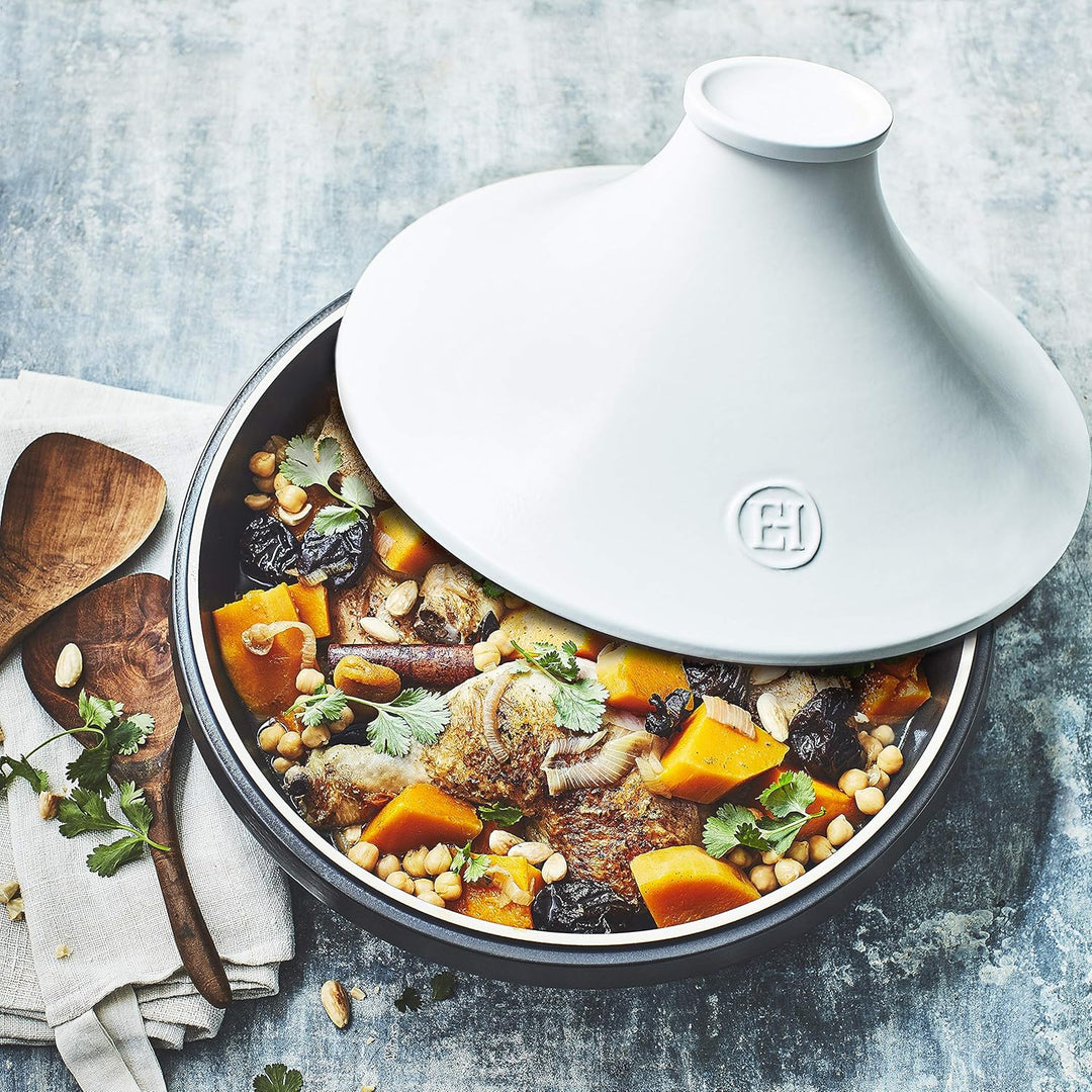 Emile Henry Delight Tajine, Keramik, 4,0 Quart, Schiefer mit Weiss 4.0 Quart Schiefer mit Weiss., 4.