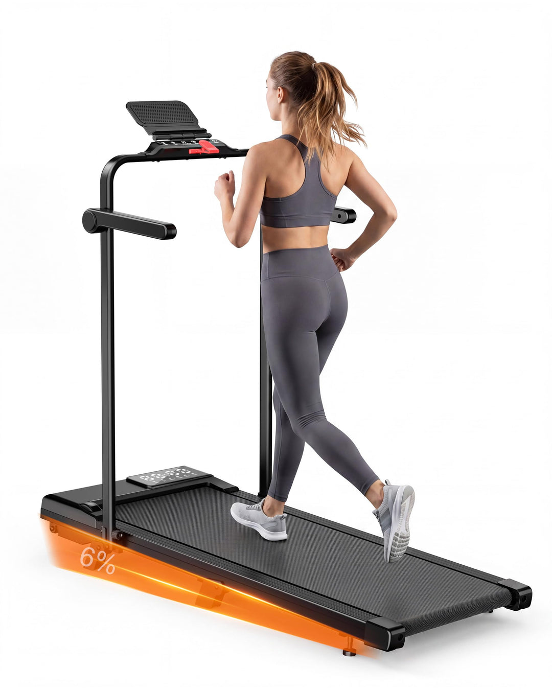 MJWW Walking Pad mit Steigung 6%, Laufband für Zuhause & Büro 136 KG mit Smart App 6 km/h & 12 km/h,