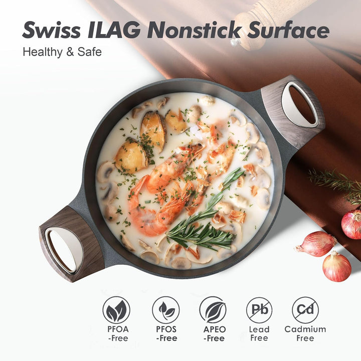 SENSARTE Antihaftbeschichteter Suppentopf mit Deckel, 6.2L Suppentopf Auflauftopf, Gesunder Pastatop