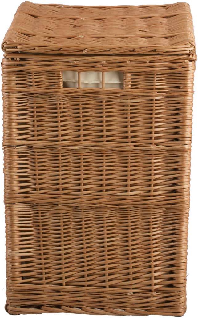 e-wicker24 Rechteckiger Wäschekorb, Wäschekorb aus Weide, Wäscheschrank, Wäschekorb mit Deckel, natu