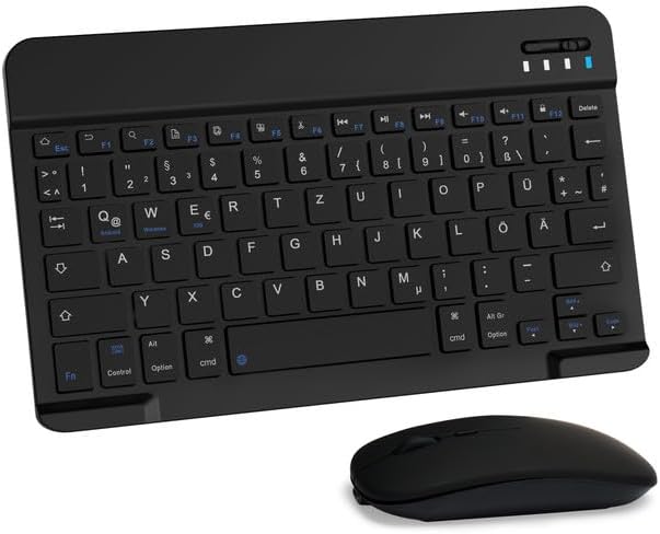 LAMA Kabellose Bluetooth Tastatur & Maus, wiederaufladbare Ultra-dünn Universal Tablet Tastatur, kom