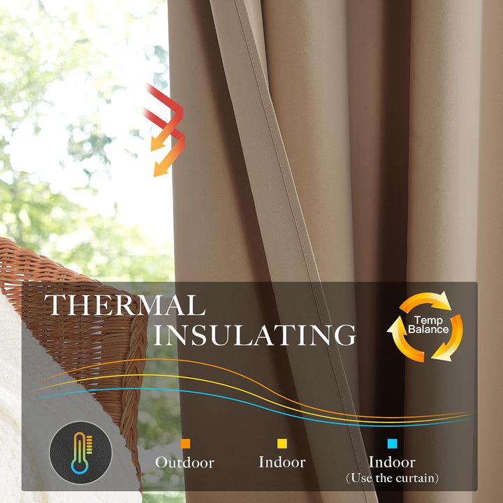 KGORGE Vorhänge Wärmeisolierend Thermovorhang mit Ösen Wohnzimmer Vorhänge Kurz Blickdicht 2er Set B
