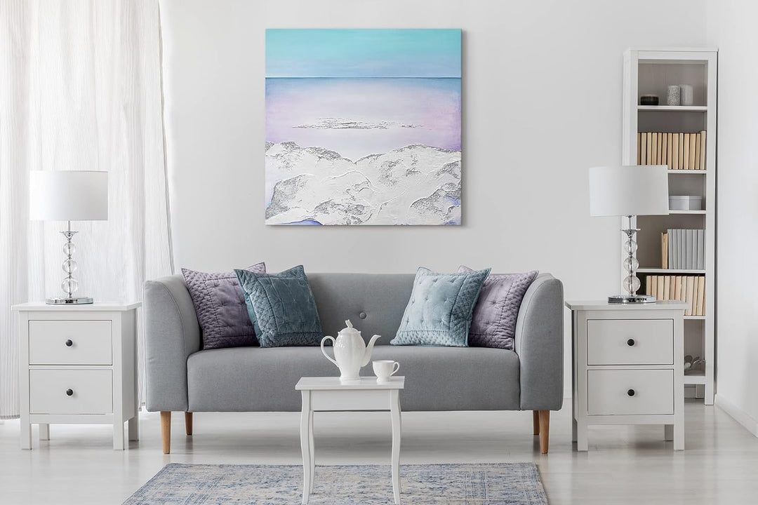 YS-Art Luxus Abstrakt Acryl Gemälde auf Leinwand Gelassenheit handgemalt Wandbilder Wohnzimmer moder