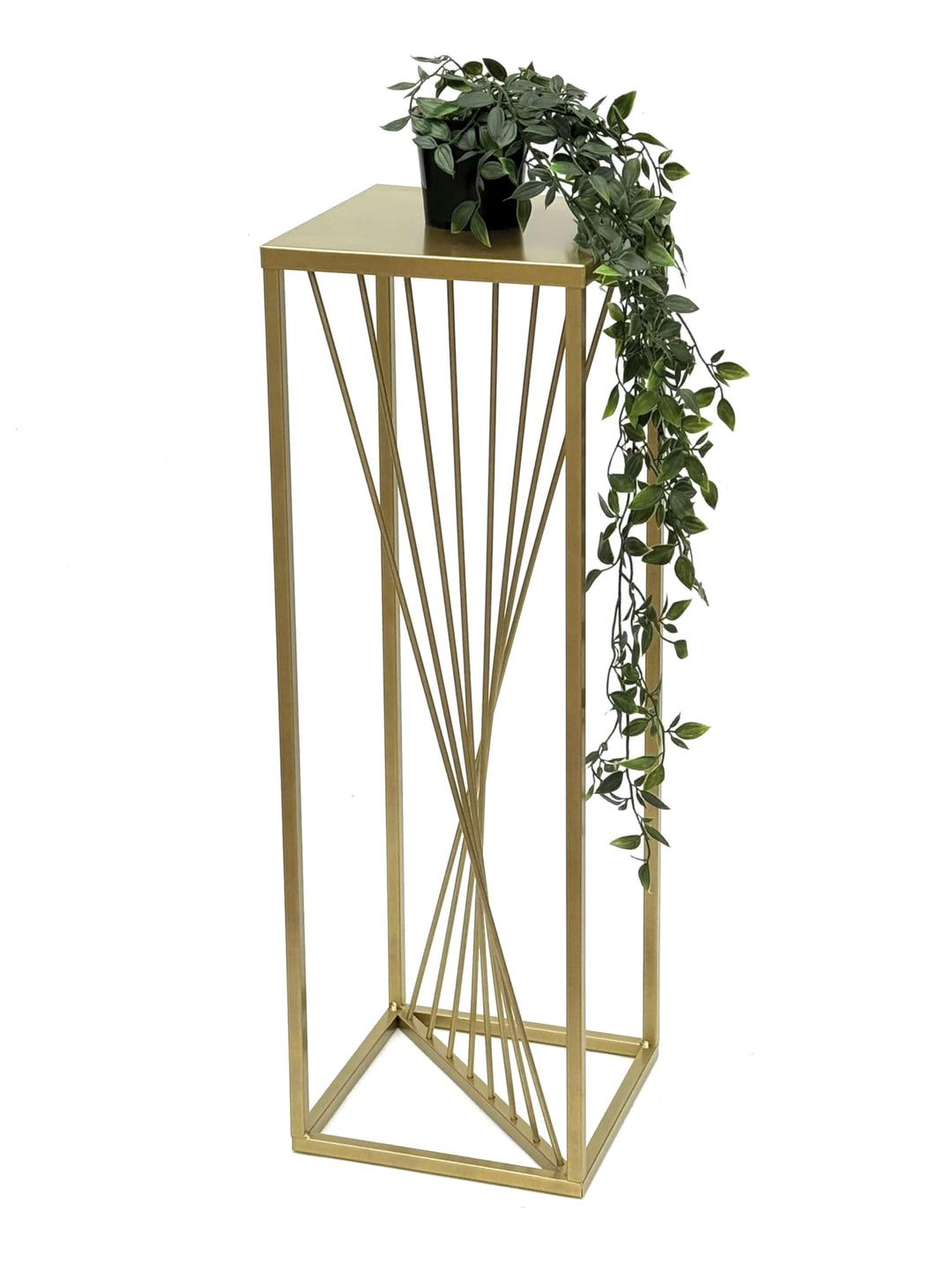 DanDiBo Blumenhocker Metall Gold Eckig 70 cm Blumenständer Beistelltisch 96565 Blumensäule Design Mo