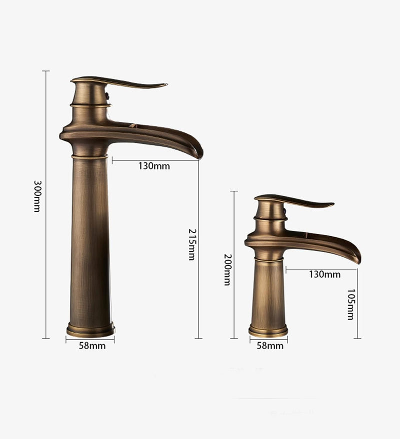 SJQKA Waschtisch Armatur Wasserfall Schwarz, Waschtischarmatur Hoch Retro, Hoch Wasserhahn Wasserfal