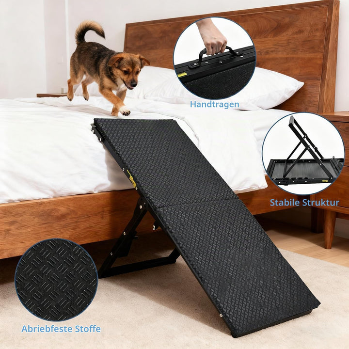 Klappbare Hunderampe aus Metall, Hundetreppe für kleine Hunde &amp; ältere Hunde, Verstellbare Rampe für