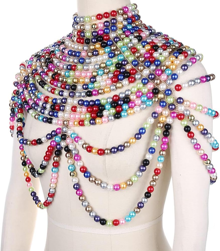 Perlen Körperkette Perlenkette Schal Elegante Halskette Schal Party Schmuck Halskette für Frauen Mäd