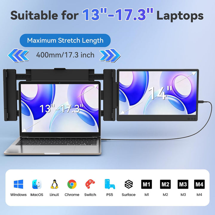 KEFEYA Laptop Bildschirm Erweiterung für Alle Laptops 120% sRGB FHD Duble-14"