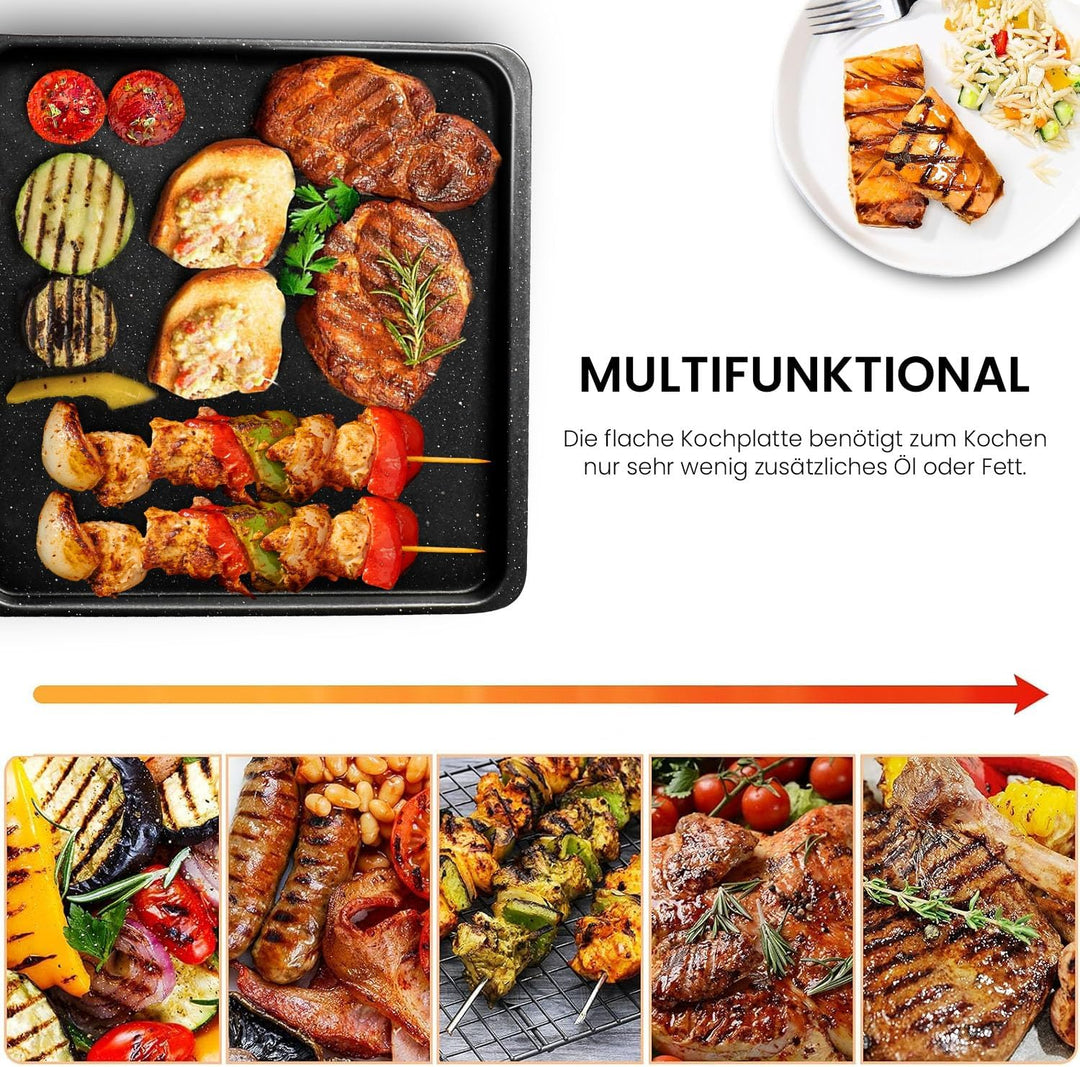 SUPERLEX Elektrischer Grill Teppanyaki-Grill für drinnen und draussen, antihaftbeschichtete Tischgri