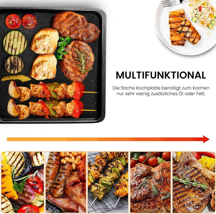 SUPERLEX Elektrischer Grill Teppanyaki-Grill für drinnen und draussen, antihaftbeschichtete Tischgri