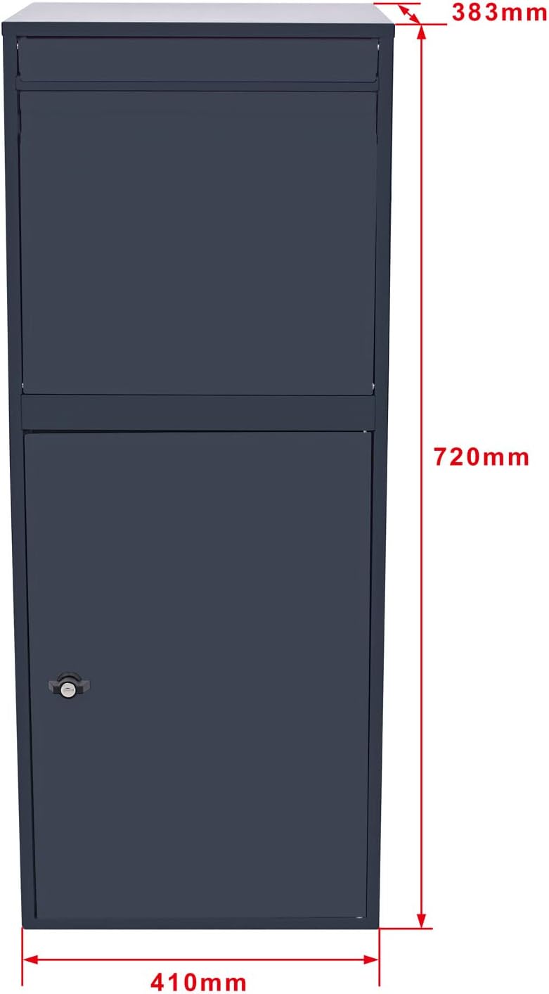 Wiltec Paketkasten grau 410 x 385 x 720 mm, Paketbox Zuhause, Private Paketannahme passend für Paket