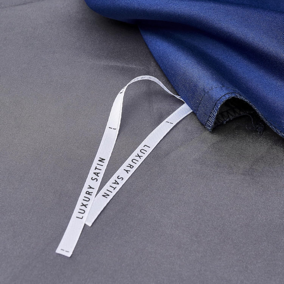 YASMENG Bettwäsche Satin 200x220 Blau Dunkelgrau Wendebettwäsche Modern Deluxe Elegant Bettbezug Set