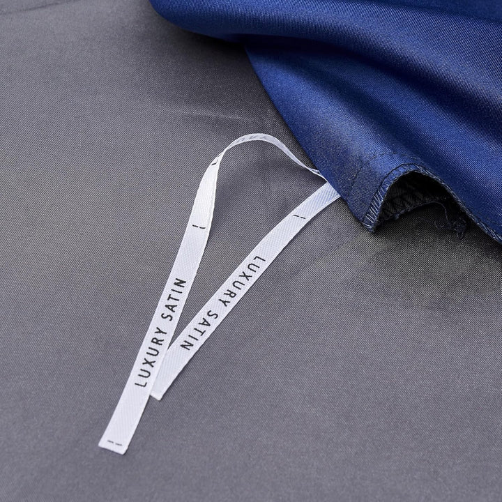 YASMENG Bettwäsche Satin 200x220 Blau Dunkelgrau Wendebettwäsche Modern Deluxe Elegant Bettbezug Set