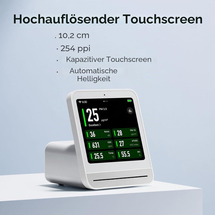 Qingping Air Quality Monitor Gen 2, Air Quality Monitor Indoor Detects PM2.5, CO2, PM10, Noise, Temp