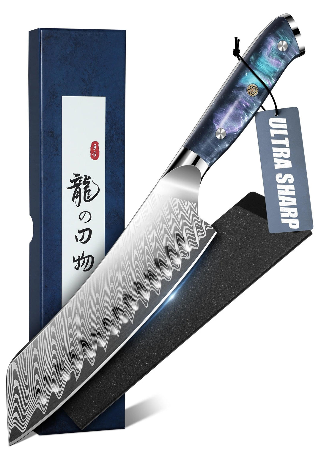 DRAGON RIOT Santoku-Messer - Professionelles Kochmesser Profi Messer mit Harzgriff, Scharfe Küchenme