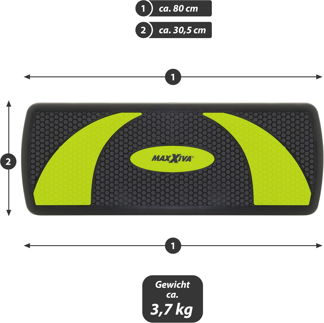MAXXIVA® Stepper Aerobic-Fitness-Steppbrett 80 x 30,5// 67 x 27 x 10/15/20 cm höhenverstellbar Homet