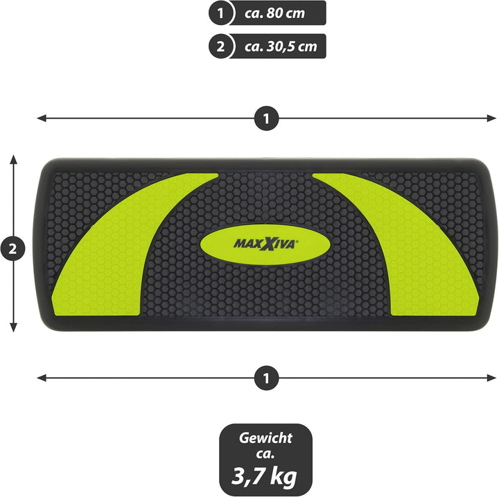 MAXXIVA® Stepper Aerobic-Fitness-Steppbrett 80 x 30,5// 67 x 27 x 10/15/20 cm höhenverstellbar Homet