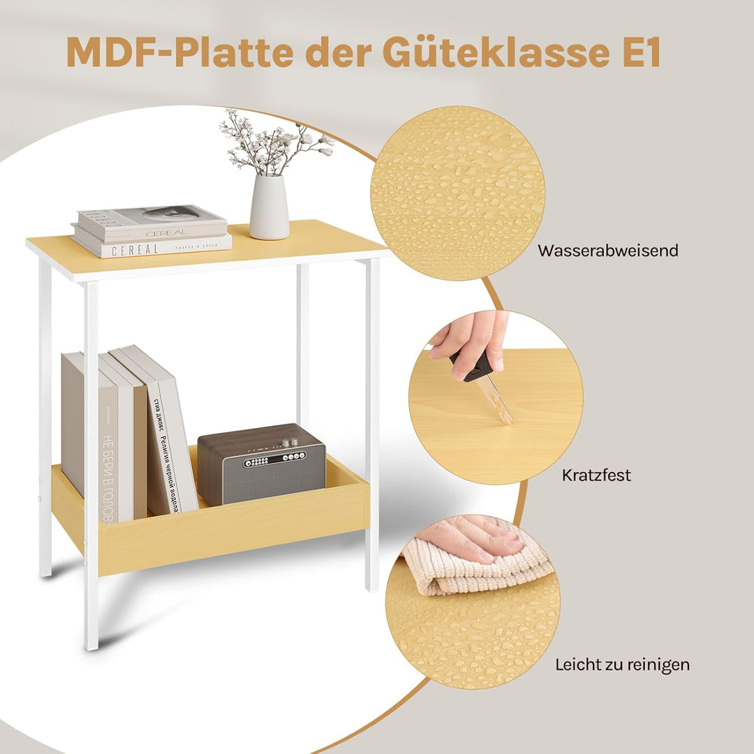 WOLTU Beistelltisch, Couchtisch mit 2 Ablagen, Konsolentisch mit Stauraum im Wohnzimmer, Wohnzimmert
