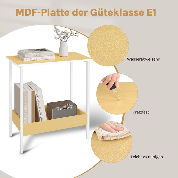 WOLTU Beistelltisch, Couchtisch mit 2 Ablagen, Konsolentisch mit Stauraum im Wohnzimmer, Wohnzimmert