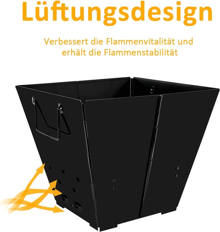 Tragbare Feuerstelle für Camping, Faltbare Outdoor-Feuerschale, Robuste Eisen-Feuerstelle für Terras