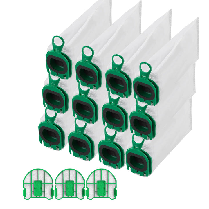 12 Stück Staubsaugerbeutel,Staubbeutel für Vorwerk Kobold VB100 FP 100 Premium Filtertüten mit 3 Mot