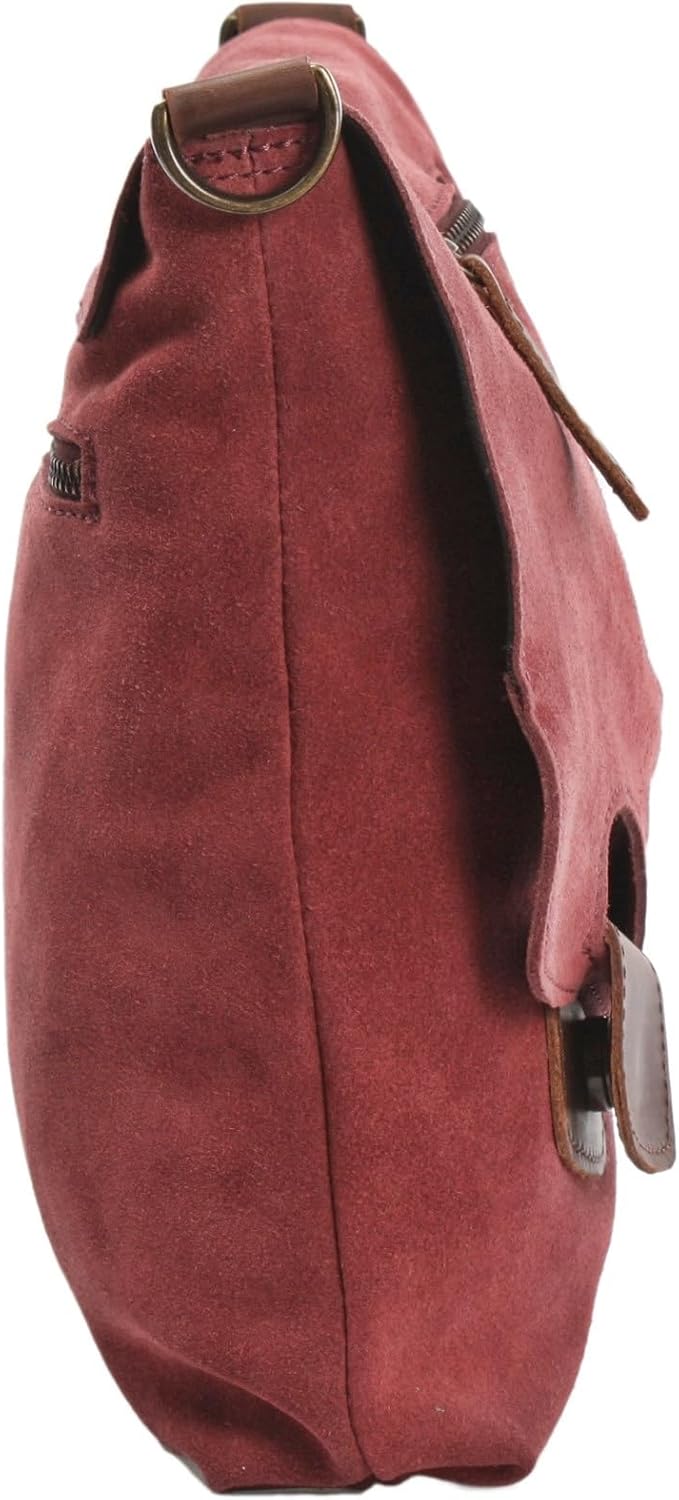LECONI Umhängetasche für Damen Crossbag Veloursleder Echtleder Natur Damentasche Schultertasche Lede