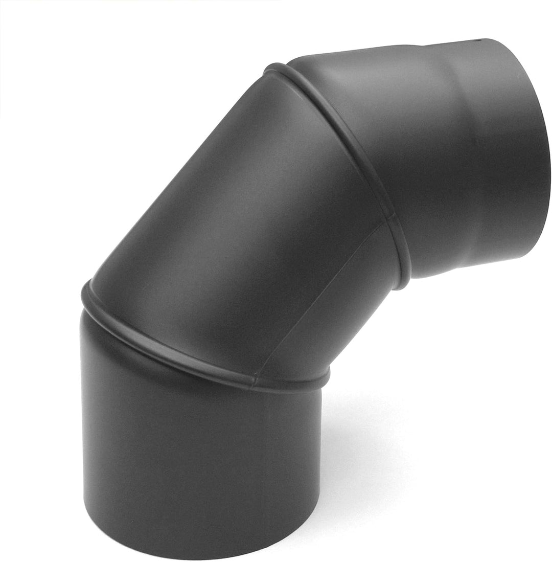 raik Rauchrohrbogen/Ofenrohrbogen 0-90° drehbar 3-teilig 130 mm Durchmesser Stahlblech 2 mm Gussgrau